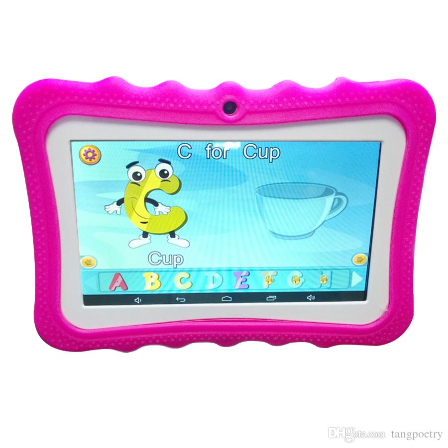 NEW Cheap 7 inch Children's tablet Quad Core Allwinner A33 Android 4.4 KitKat Capacitive 1.5GHz 512MB 8GB Dual Camera with Silica case