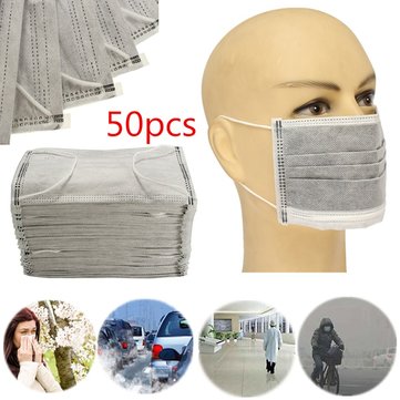 50Pcs Multi Layer Dust-proof Activated Carbon Face Mouth Mask Industry Surgical