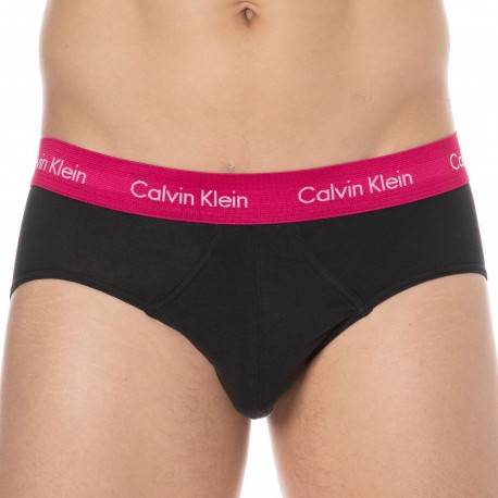 Calvin Klein 3-Pack Cotton Stretch Briefs - Black - Color Waistband XL