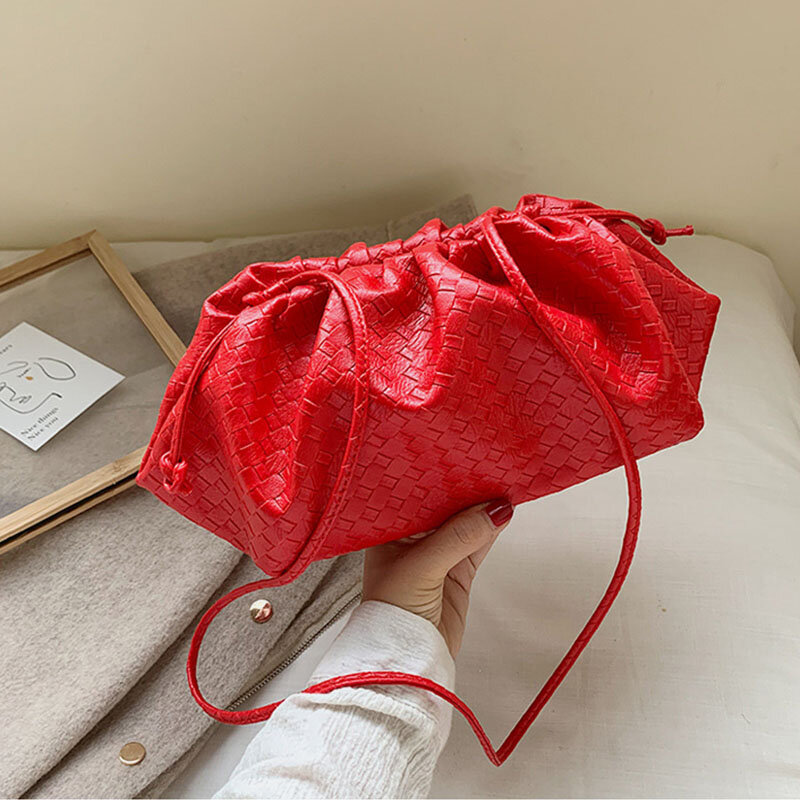 Women Fashion Weaving Solid Pouch Umhängetasche Umhängetasche Clutches Bag