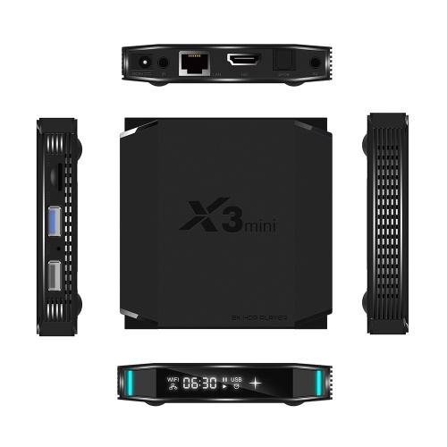 X3mini Android 9.0 Smart TV Box 8K Décodage UHD 4K 60fps Lecteur multimédia Amlogic S905X3 4 Go / 32 Go