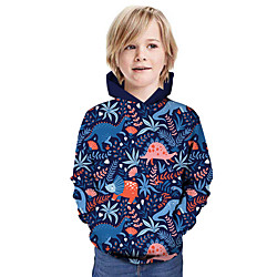 Kids Boys' Hoodie  Sweatshirt Long Sleeve Dinosaur 3D Print Animal Unisex Blue Children Tops Summer Active Daily Wear Regular Fit 3-13 Years Lightinthebox