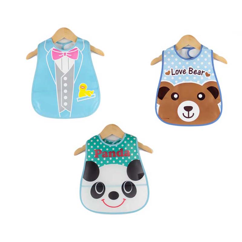 3-pack Waterproof Animal Print Bibs