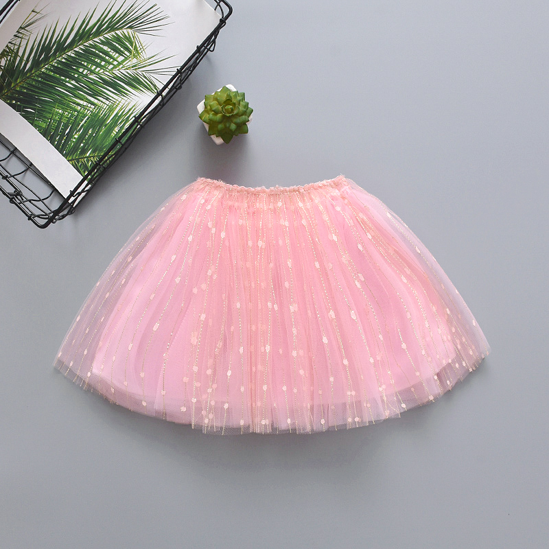 Summer Sequin Decor Tulle Skirt