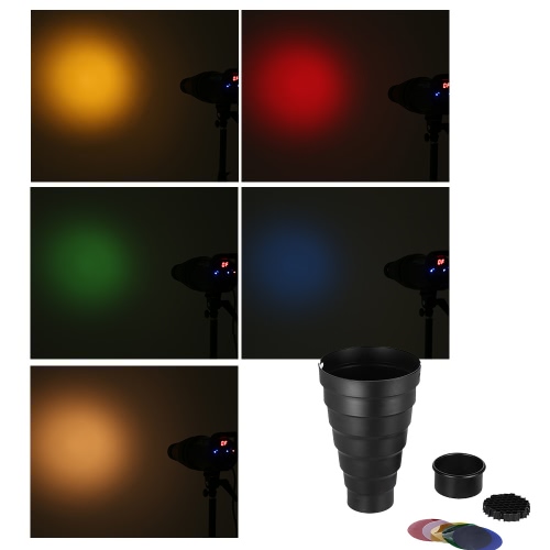 Snoot avec Honeycomb grille 5pcs couleur filtre Kit Elinchrom /Impact EX / Calumet Genesis / Interfit EX Flash stroboscopique