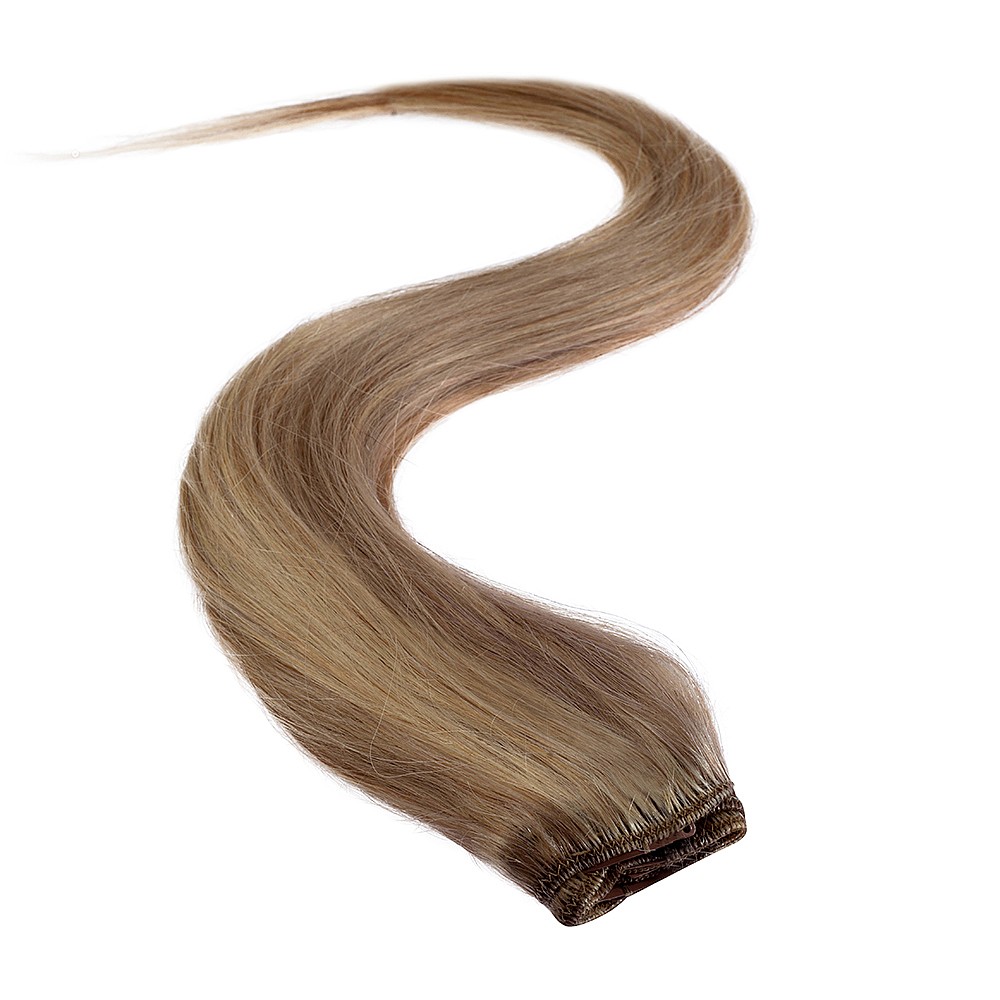 wildest dreams clip in half head human hair extension 18 inch - 18/22 medium blonde