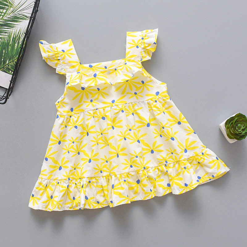 Baby / Toddler Elegant Floral Allover Flounced Flutter-sleeve Dress