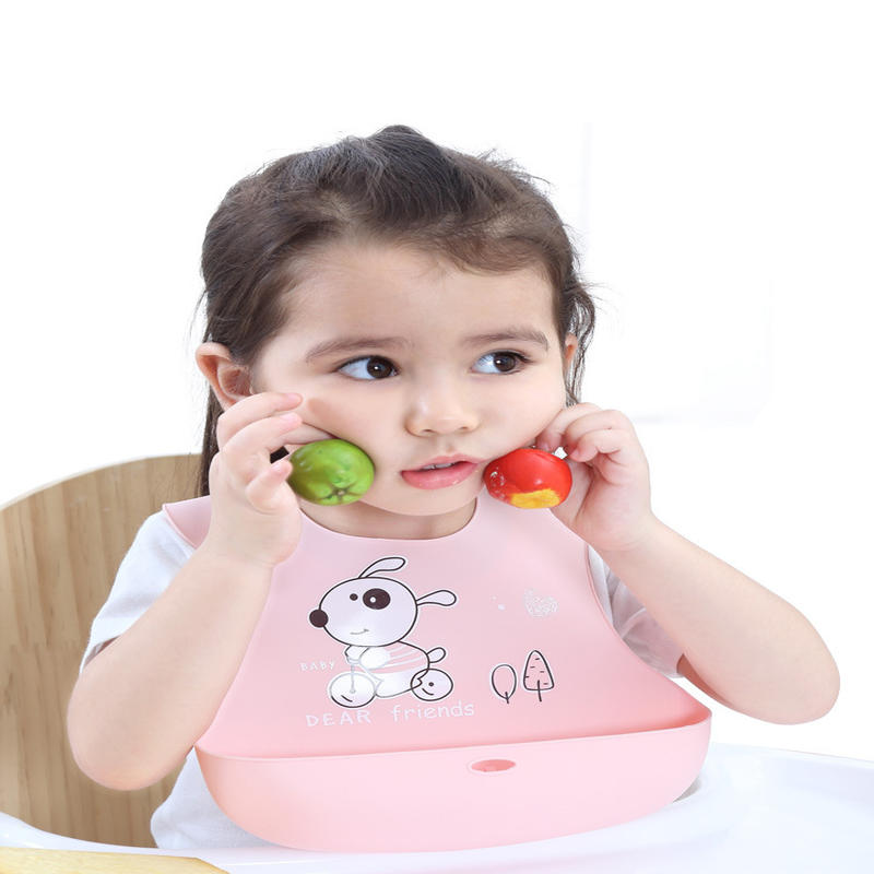 Cartoon Print Silica Gel Lovely Waterproof Baby Bibs