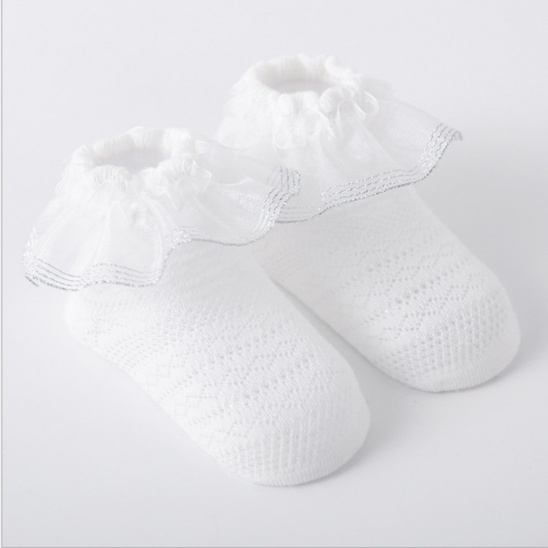 Baby / Toddler Solid Lace Ruffled Cotton Socks