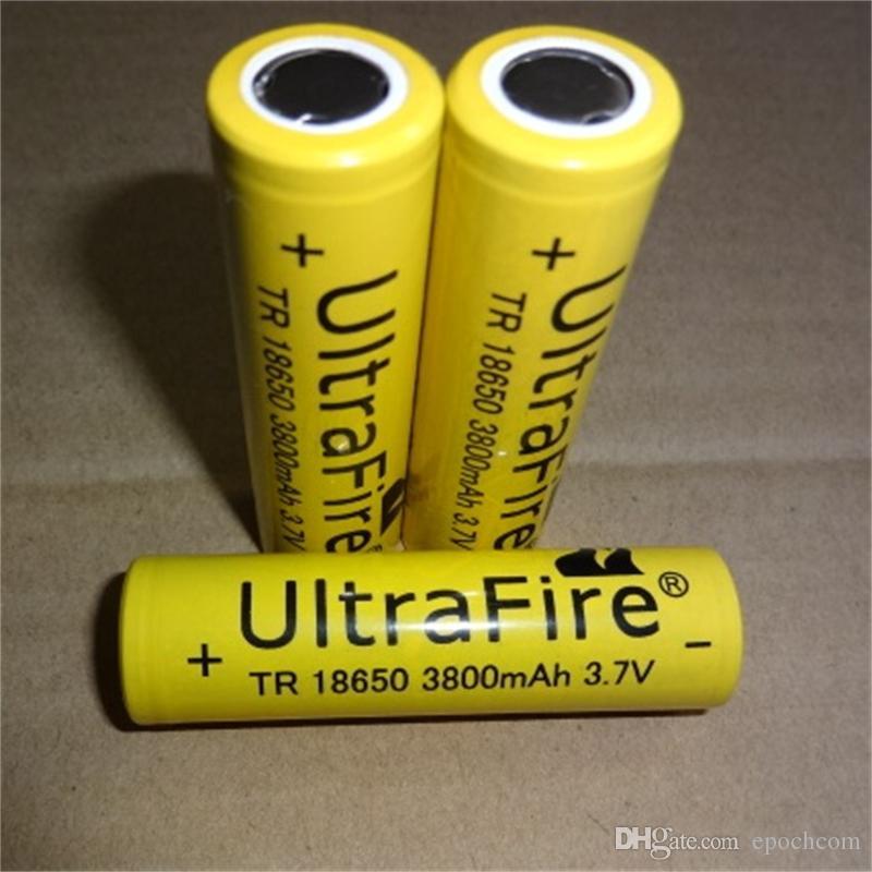 High quality 18650 UltreFire battery, 18650 3800mAh Yellow battery flat lithium battery, can be used in bright flashlight and so on.