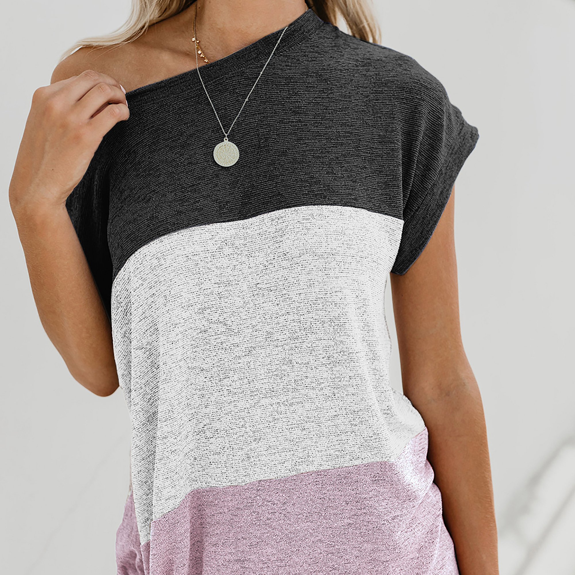 Casual Color Blocked Top For Women