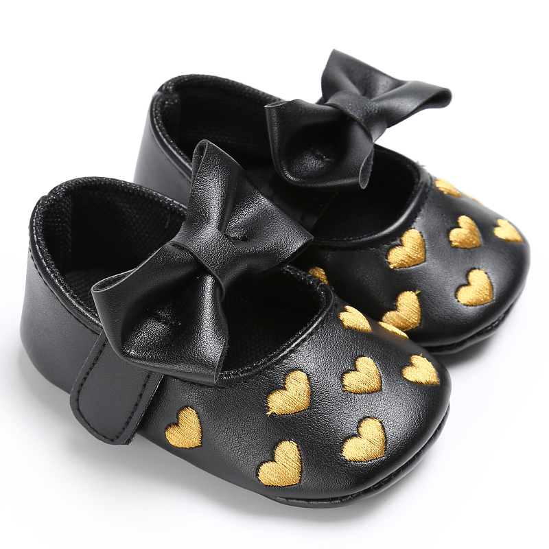 Baby / Toddler Girl Pretty Heart Embroidery Bowknot Prewalker Shoes