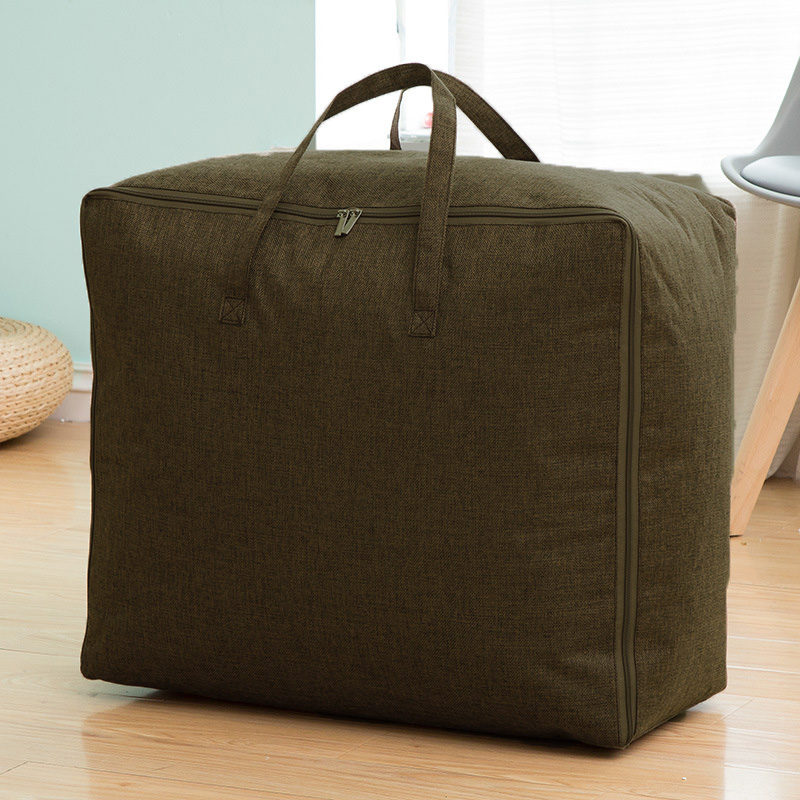 Solid Linen Zipper Quilt Storage Bag