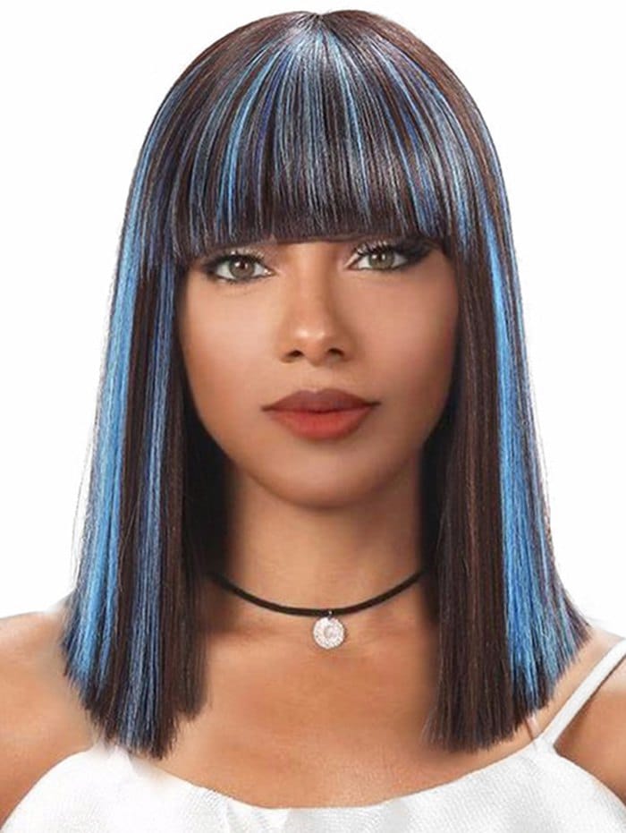 Full Bang Colormix Straight Bob Medium Synthetic Wig