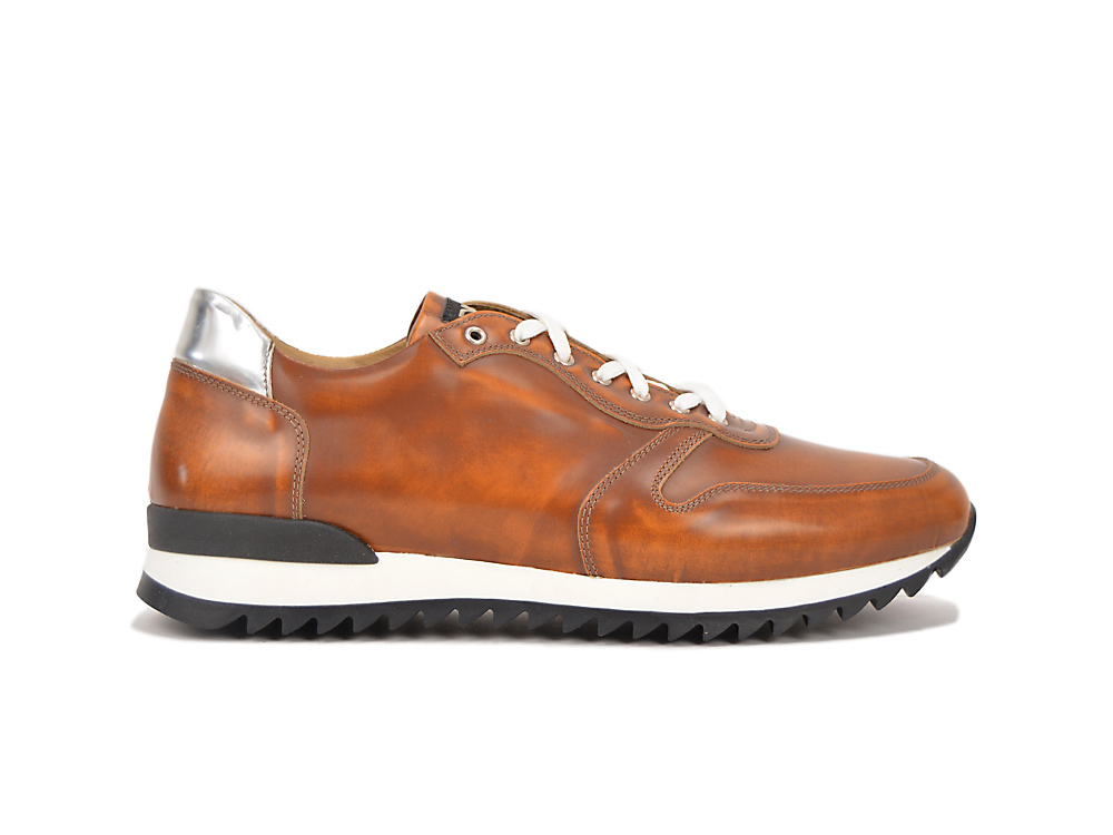Italo - Low top running polished tan leather