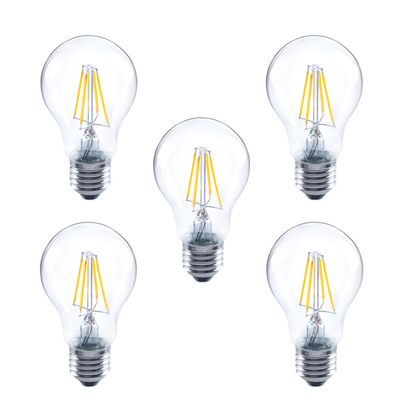 Integral GLS LED Classic Full Glass Bulb E27 4.5W (40W) 2700K Dimmable Lamp - 5 Pack