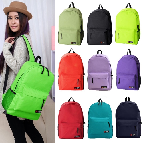 Casual Women Backpack Candy Color Solid School Bag Traveling Shoulder Bag Blue