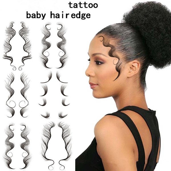 Baby Hair Temporary Tattoo Stickers 23 Styles Hairs Edge Tattoos Curly DIY Hairstyling Tattooing Template Lasting Makeup Tool