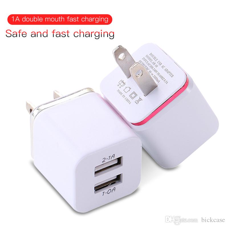 Metal Dual USB Phone Chargers US EU Power Adapter Wall Chargers Plug for iPhone Samsung Tablet iPad 2.1A Fast Charger Plug