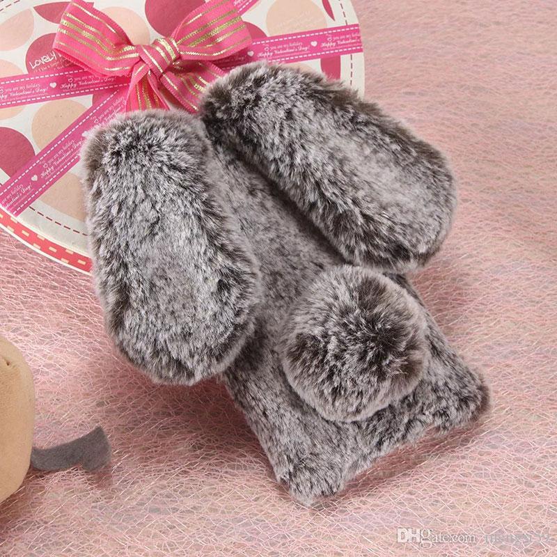 For Samsung galaxy s6 s7 s8 s9 edge plus note 4 5 8 Luxury Cute Fur furry Rabbit Ear soft case cover