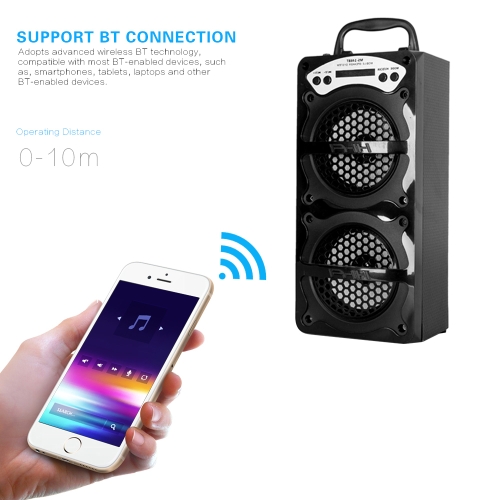 MS-146BT Hi-Fi Speaker Wireless BT Speaker Mobile Multimedia Music Player 3.5mm Audio FM Radio Subwoofer with LED Display USB Port TF Card Slot