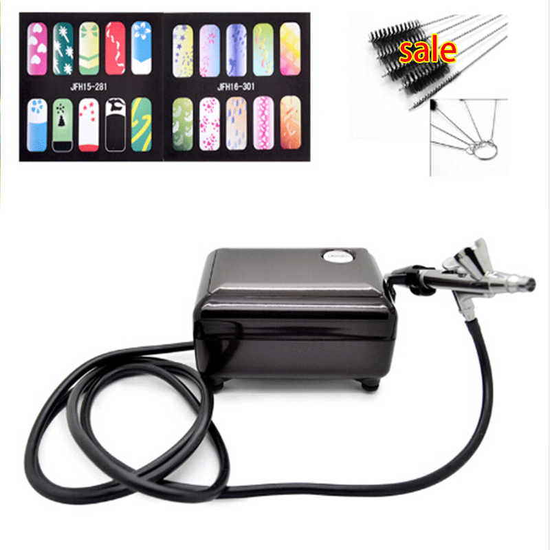 Value Airbrush Set Kit Pen Body Paint Makeup Spray Gun for Nail Paint with 5*Cleaning Brush 1*Air Compressor 1*Horse 2*Stencil