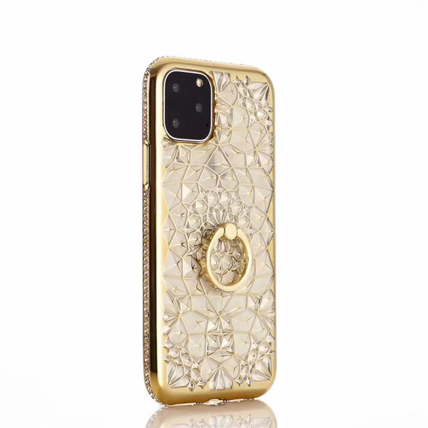 for iphone 11 2019 case luxury bling diamond 3d soft tpu silicone back cover for iphone 11 pro 11pro max case ring stand