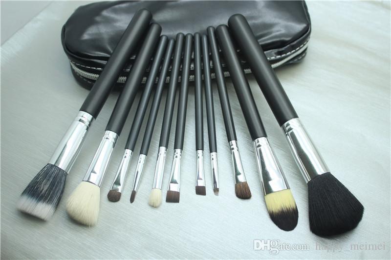 Makeup brushes set M Brand 12pcs Eyeshadow blusher brushes Makeup tools Professional Brush +leather bag with Free Ship Best Gift