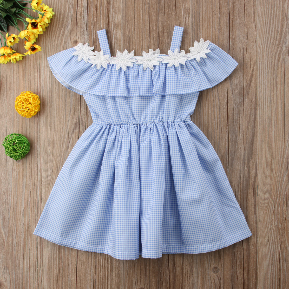 Baby / Toddler Embroidered Floral Plaid Dress