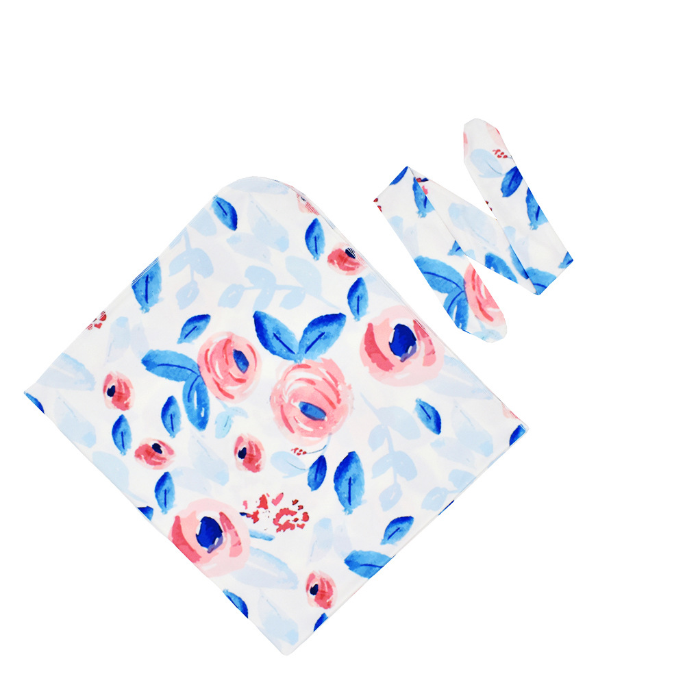 Floral Print Swaddle and Headband Set