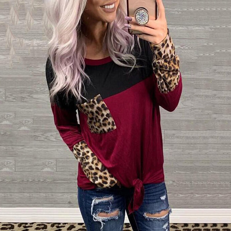 Sassy Colorblock Leopard Splice Knot Top