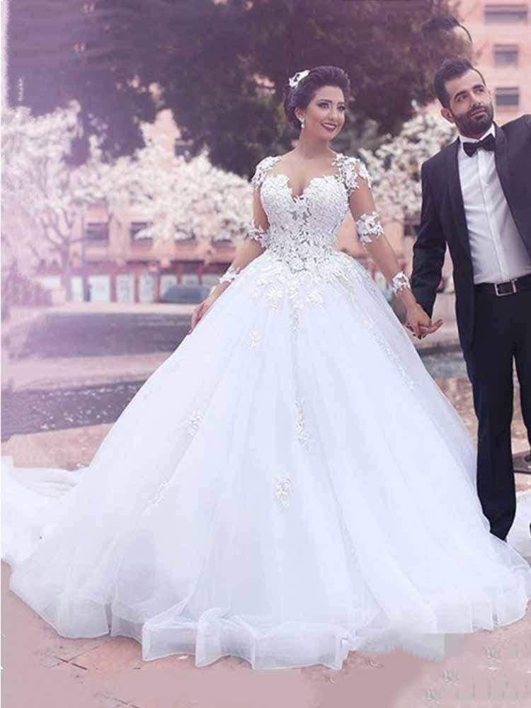 Sleeves Lace Beautiful Long Sleeve Wedding Gowns 2020