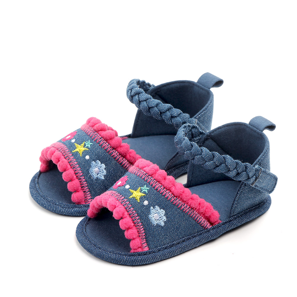 Baby / Toddler Embroidered Pompon Sandals