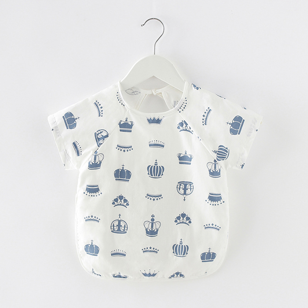 Waterproof Crown Print Short-sleeve Baby Bib