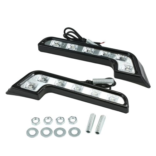 2PCS Daytime Running Light Bright 6 LED L Type Super White DRL 12V Car Front Fog Driving Lamp