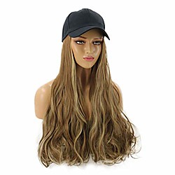 womens baseball cap with long curly wavy hair synthetic party halloween hat wigs (brown ombre) Lightinthebox