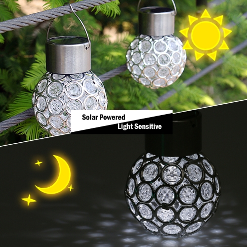 Solar Powered Rechargeable Hollow-out Spherical LED Outdoor Lamp