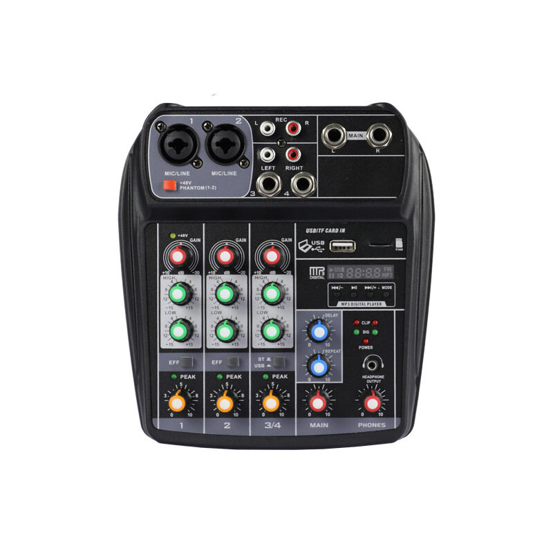 ELM 4 Channel Professional bluetooth Audio Mixer Console Studio USB DJ Sound Mixing