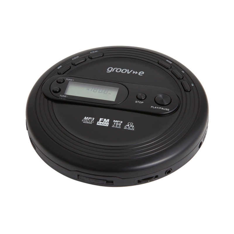 Groov-e Retro Series Personal CD Player with Radio - Black