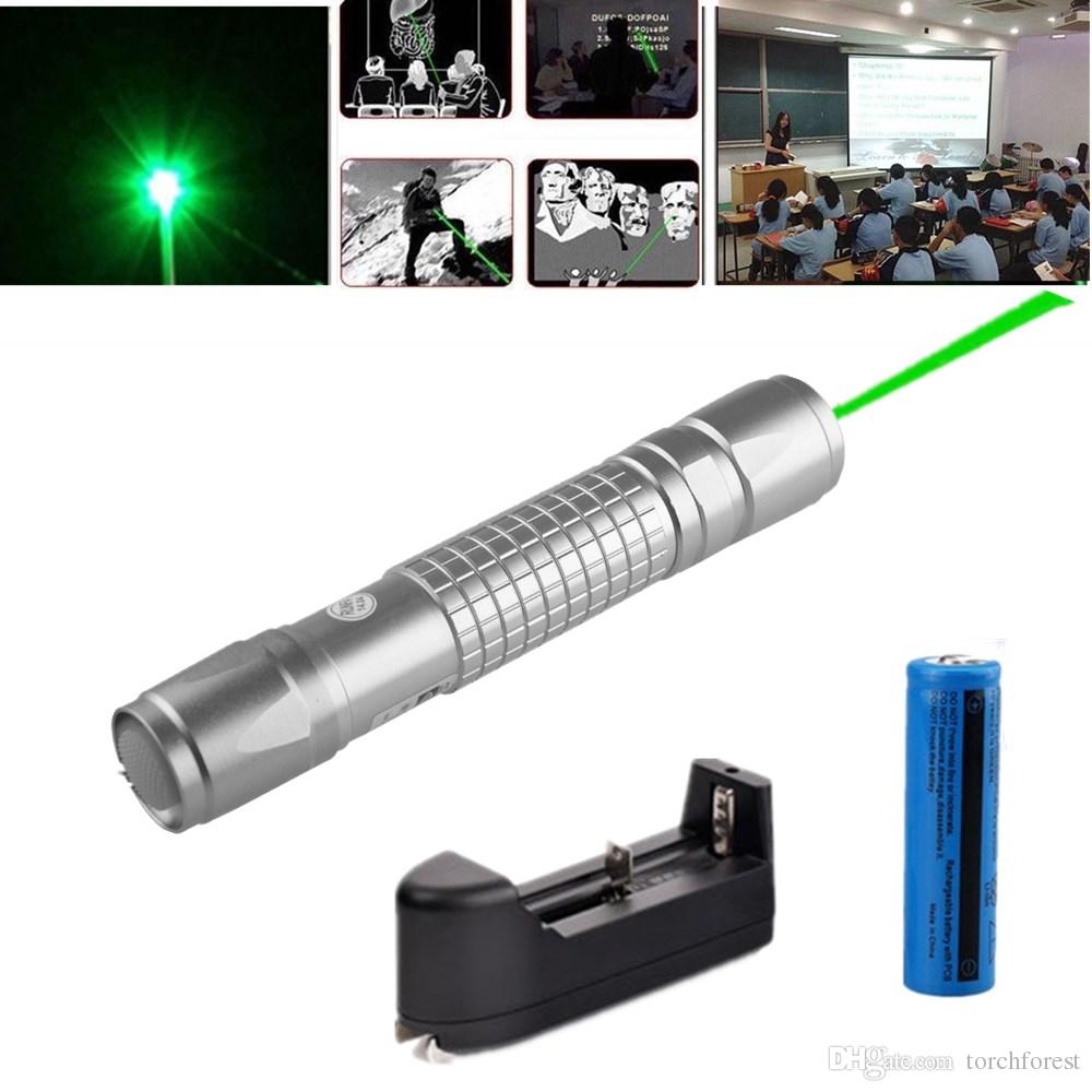 Switch Button Green Laser Pen Pointer 5mw 532nm Visible Beam Light Green Laser Pen + 18650 Battery + Charger