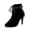 Women's Dance Shoes Synthetics Dance Boots Trim Boots Stiletto Heel Customizable Black / Dark Purple / Indoor / EU38
