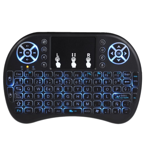 English Version Backlit 2.4GHz Wireless Keyboard Air Mouse Touchpad Handheld Remote Control Backlight White