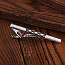 Personalized Gift Men's   Rhombus Pattern Silver Metal Engraved Tie Clip