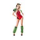 Halloween costume de paillettes rouges vert fourrure adulte femme