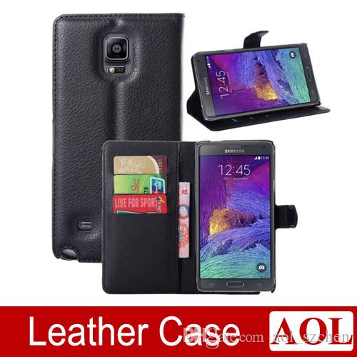 Samsung Galaxy Note 4 Wallet Style PU Leather Case 9 colors choice With credit card Slots Stand Cell Phone skin cover Free Shipping