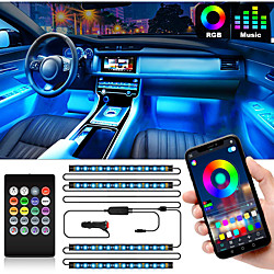 Interior Car Lights Car LED Strip Lights 2-in-1 Design 4pcs 48 LED Remote and APP Controller Lighting Kits Waterproof Multi DIY Color Music Car Lighting with Car Charger and DC 12V miniinthebox
