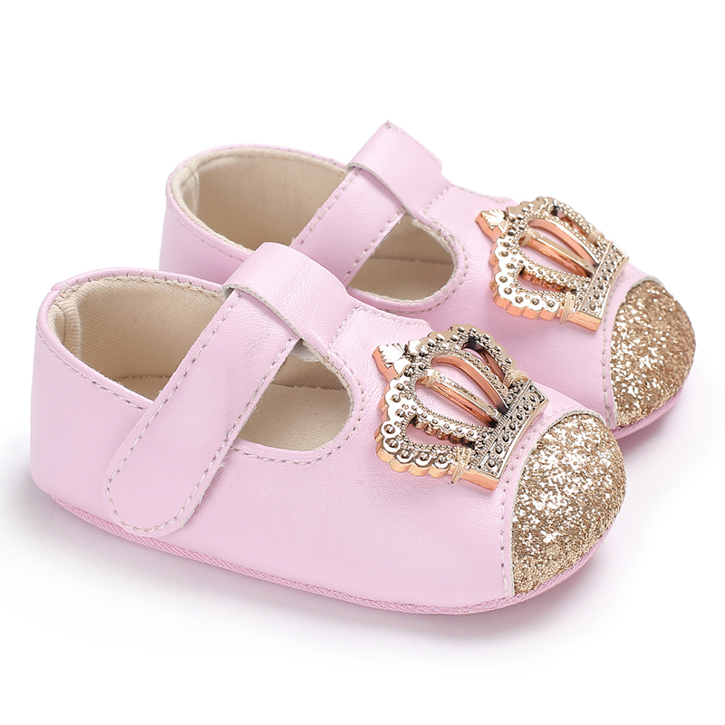 Baby / Toddler Fashionable Sequined Crown Velcro Princess Prewalker Shoes