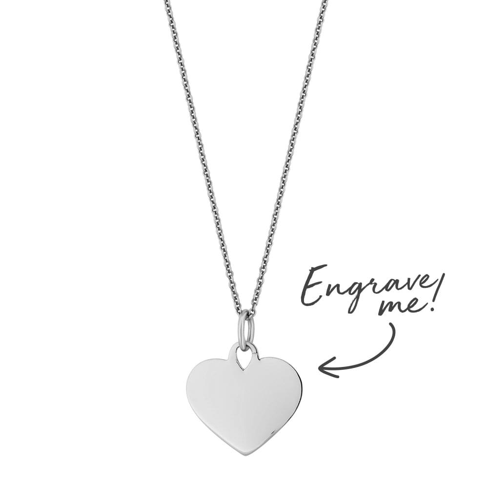 Sterling Silver 925 Heart Necklace - Personalise By Engraving