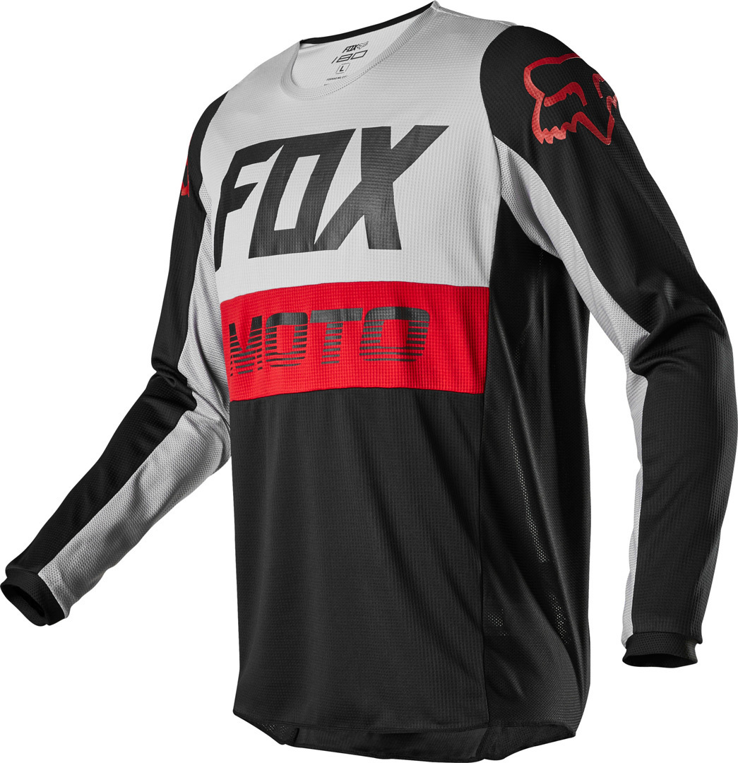FOX 180 Fyce Maillot Motocross Noir Gris Rouge M