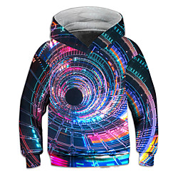 Kids Boys' Hoodie Long Sleeve Purple 3D Print Optical Illusion Daily Indoor Outdoor Active Fashion Daily Sports 2-12 Years Lightinthebox